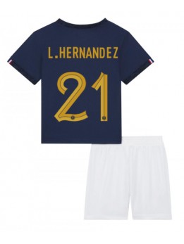Frankrike Lucas Hernandez #21 Replika Hemmakläder Barn VM 2022 Kortärmad (+ byxor)